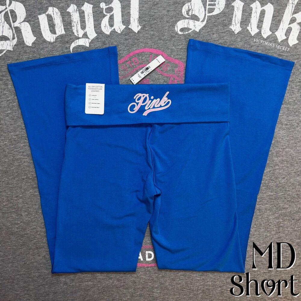 Victoria’s Secret PINK Limited Edition Blue Charge Foldover Flare Leggings MD